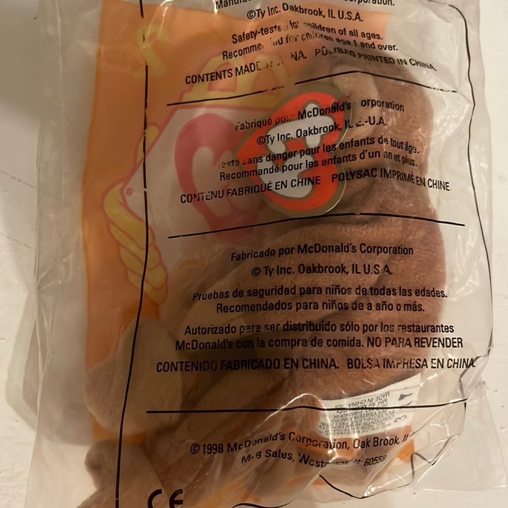 Rare 1995 Mcdonald's Ty Beanie Baby Monkey "Bongo"